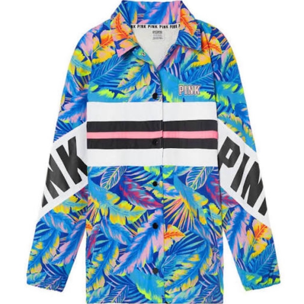 VS PINK tropical Sherpa lined windbreaker